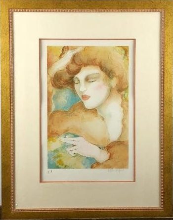 portrait femme litho