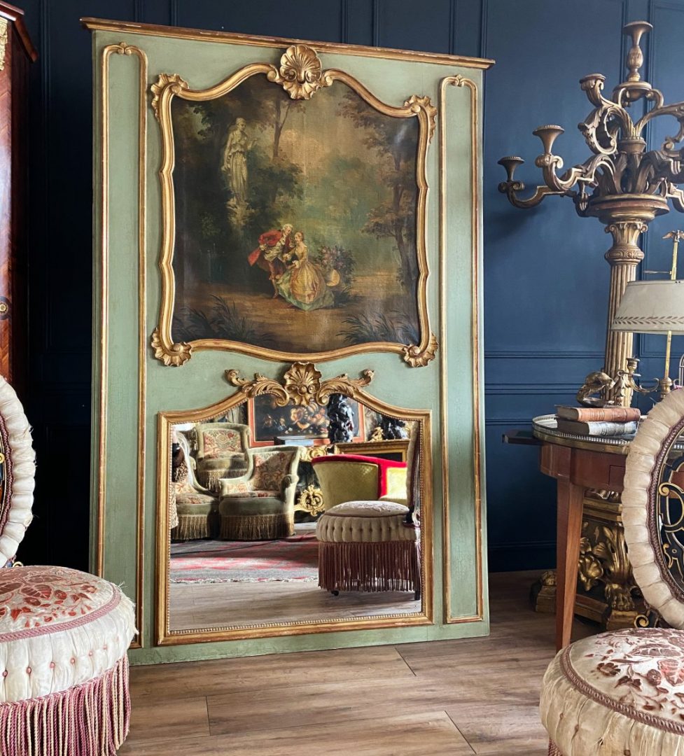 Trumeau De Style Louis XV En Bois Patiné Et Dor