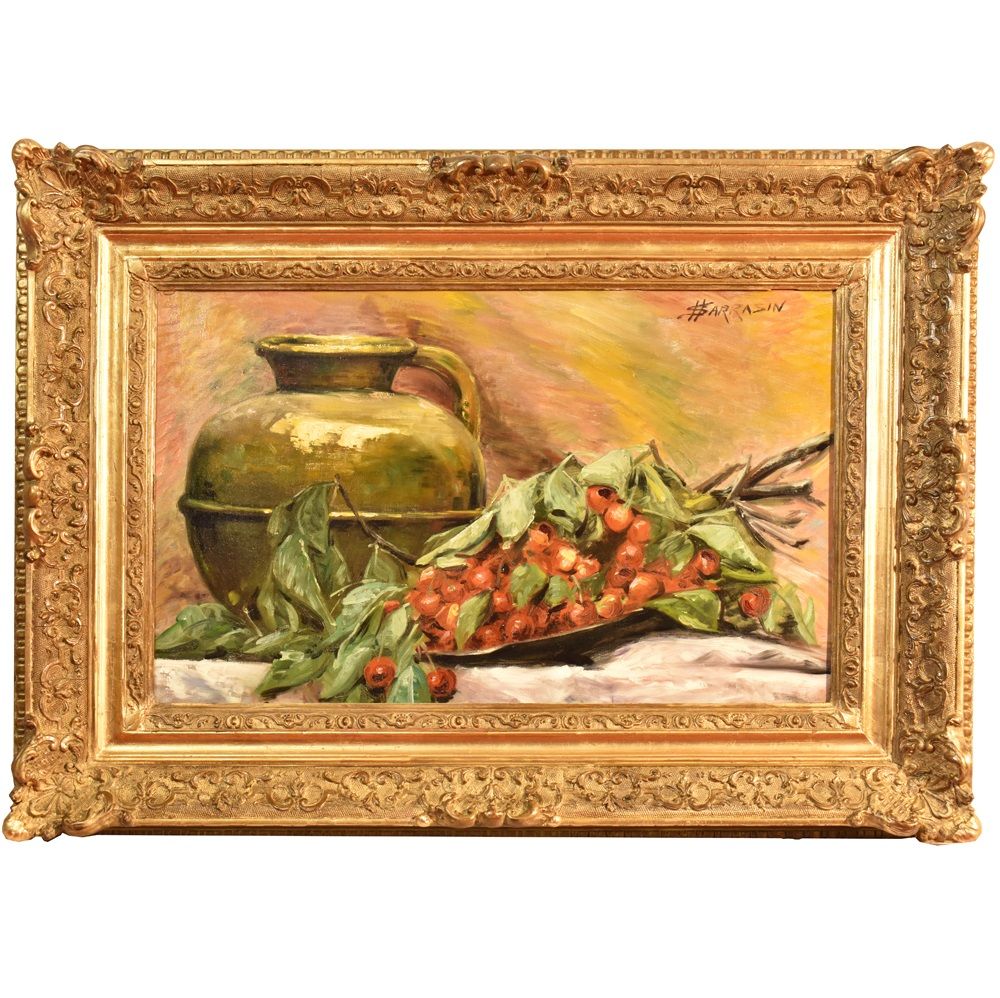A still life art cherries still life oil painting oil painting on canvas 19th century