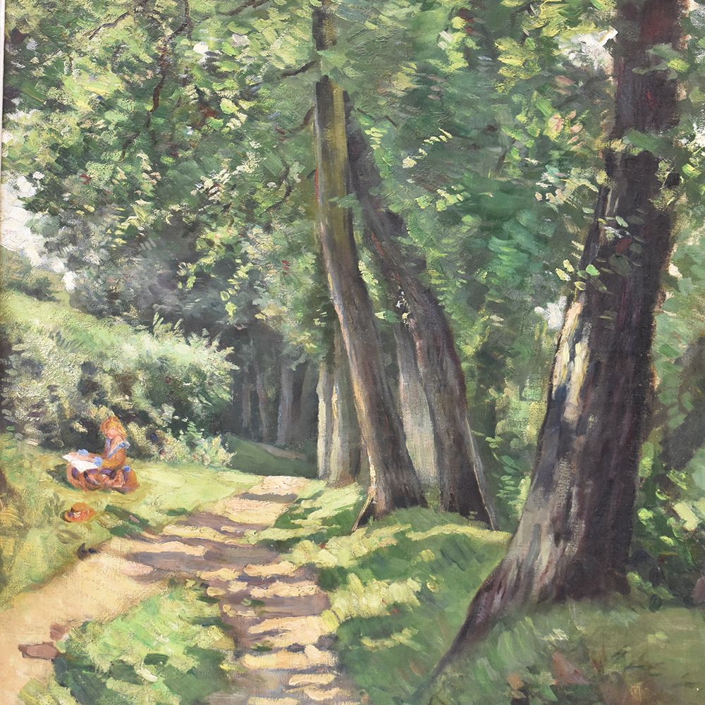 QP111 antique oil painting landscape painting nature painting 20th century