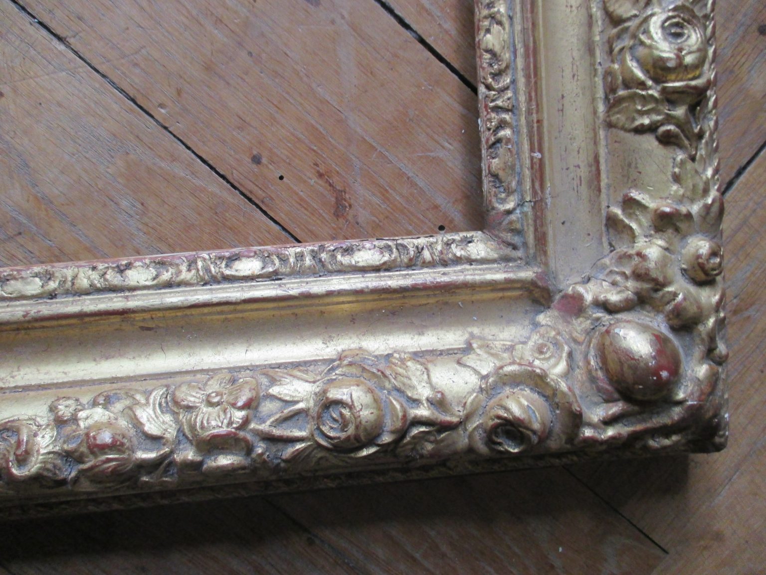 Cadre Photo Bois Doré à La Feuille D'or - Intérieur 50x60 Cm - Neuf