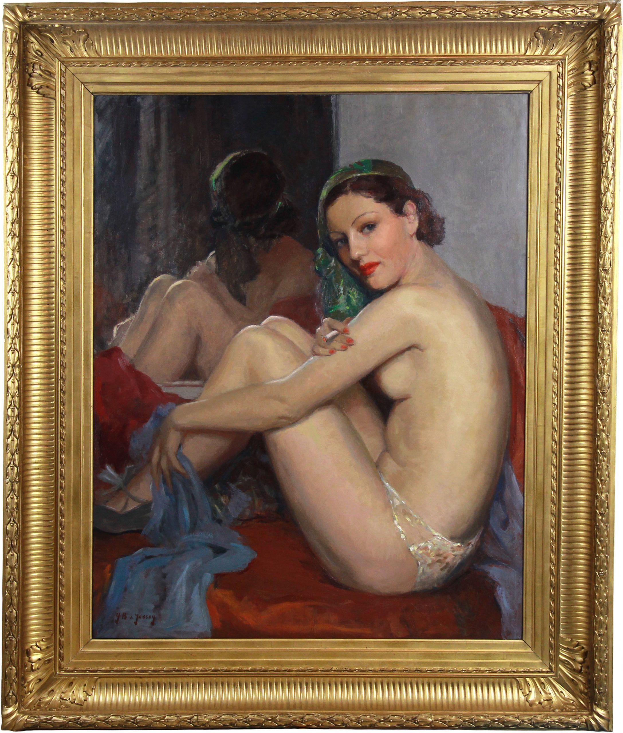 Guy De Jessey avec cadre artprice Belle Danseuse De Cabaret Nu Huile Sur Toile