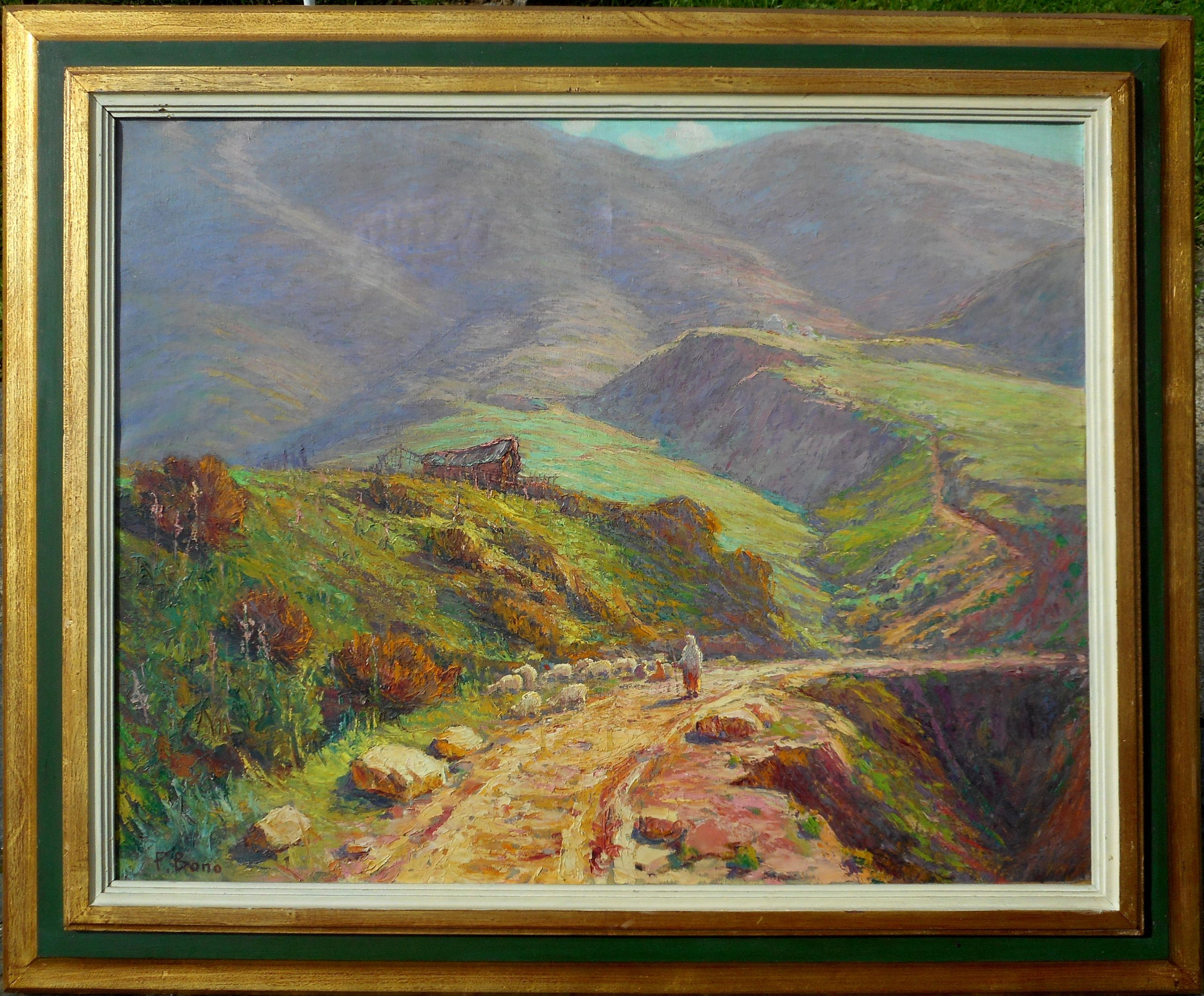 PRIMITIF BONO hst74 x 92 cm (94 x 113 cm enc) printemps d'Algérie à Mers el kebir ORAN