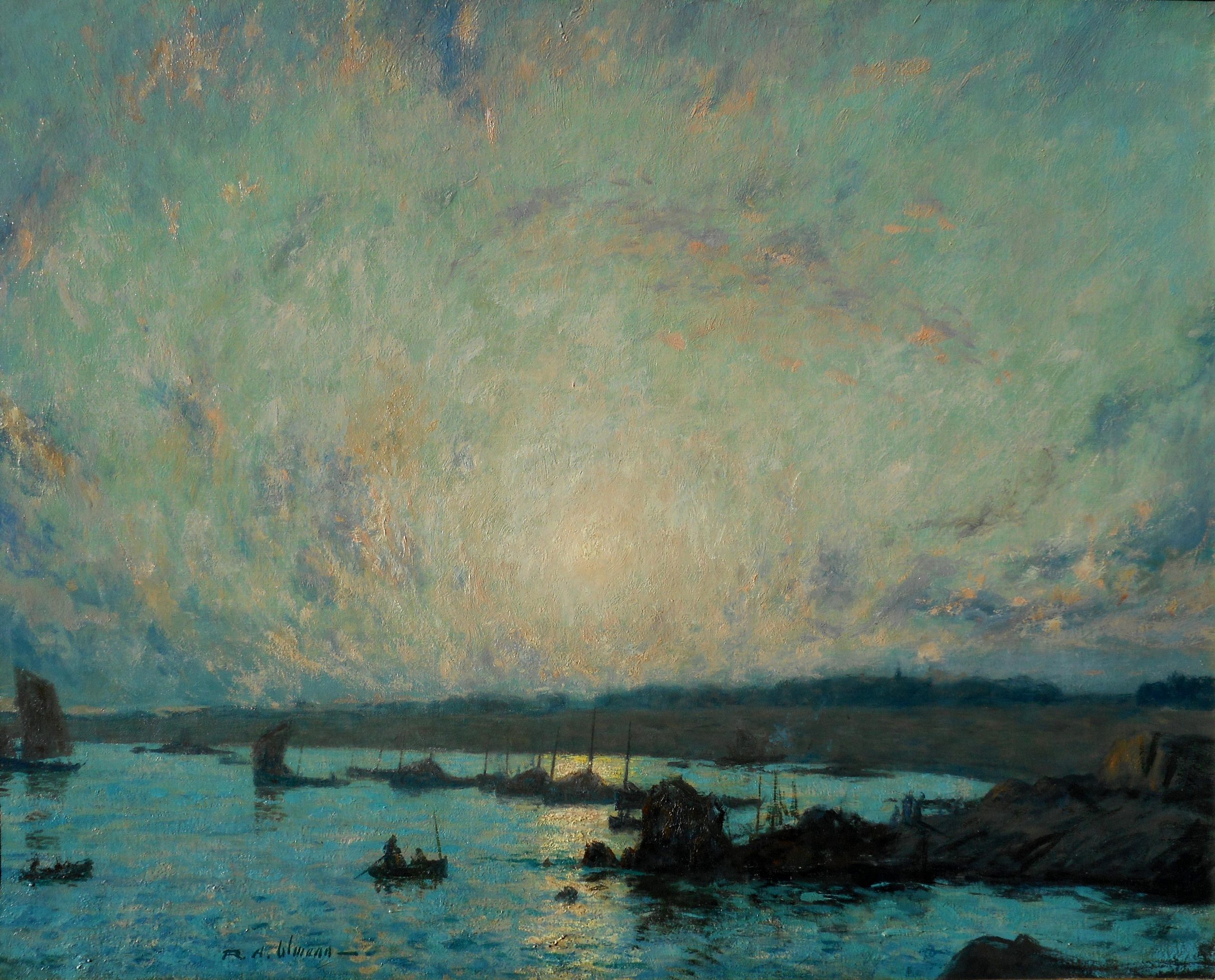 Raoul André ULMANN hst 65 x 81 cm mouillage sous la côte