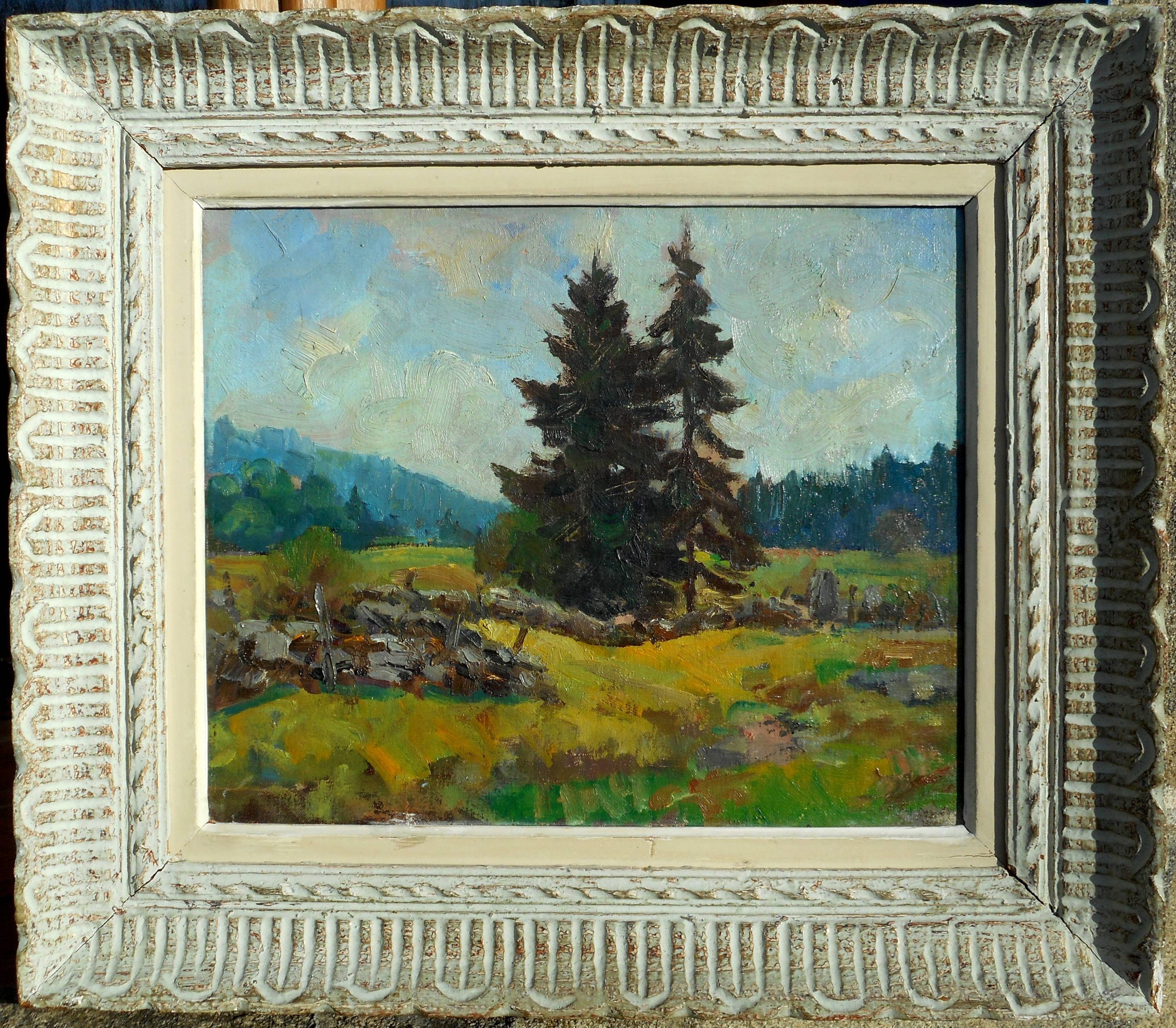Paul DECRIND hst 38 x 46 cm (57 x 65 cm enc) paysage du DOUBS