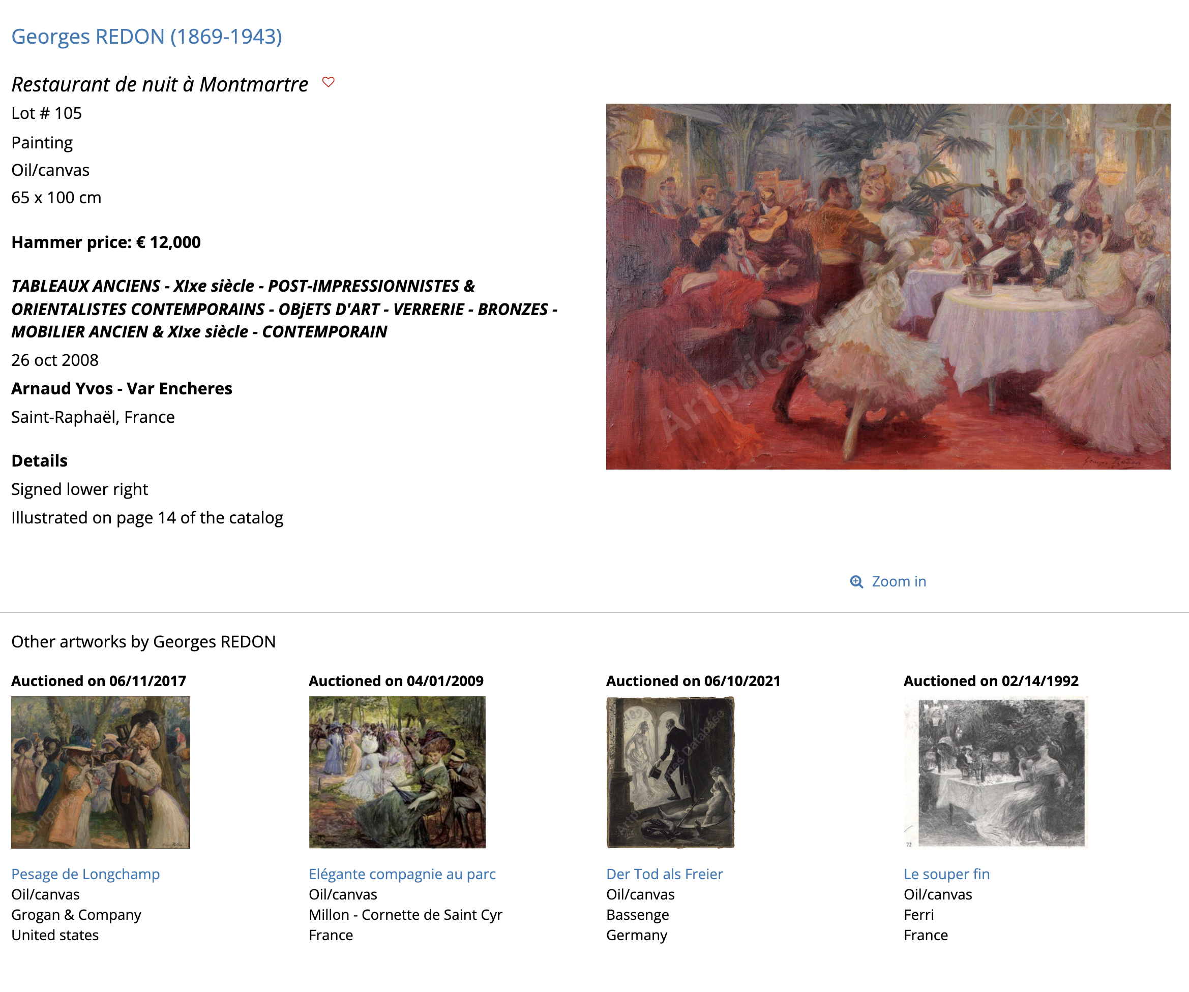 Georges Redon via Artprice