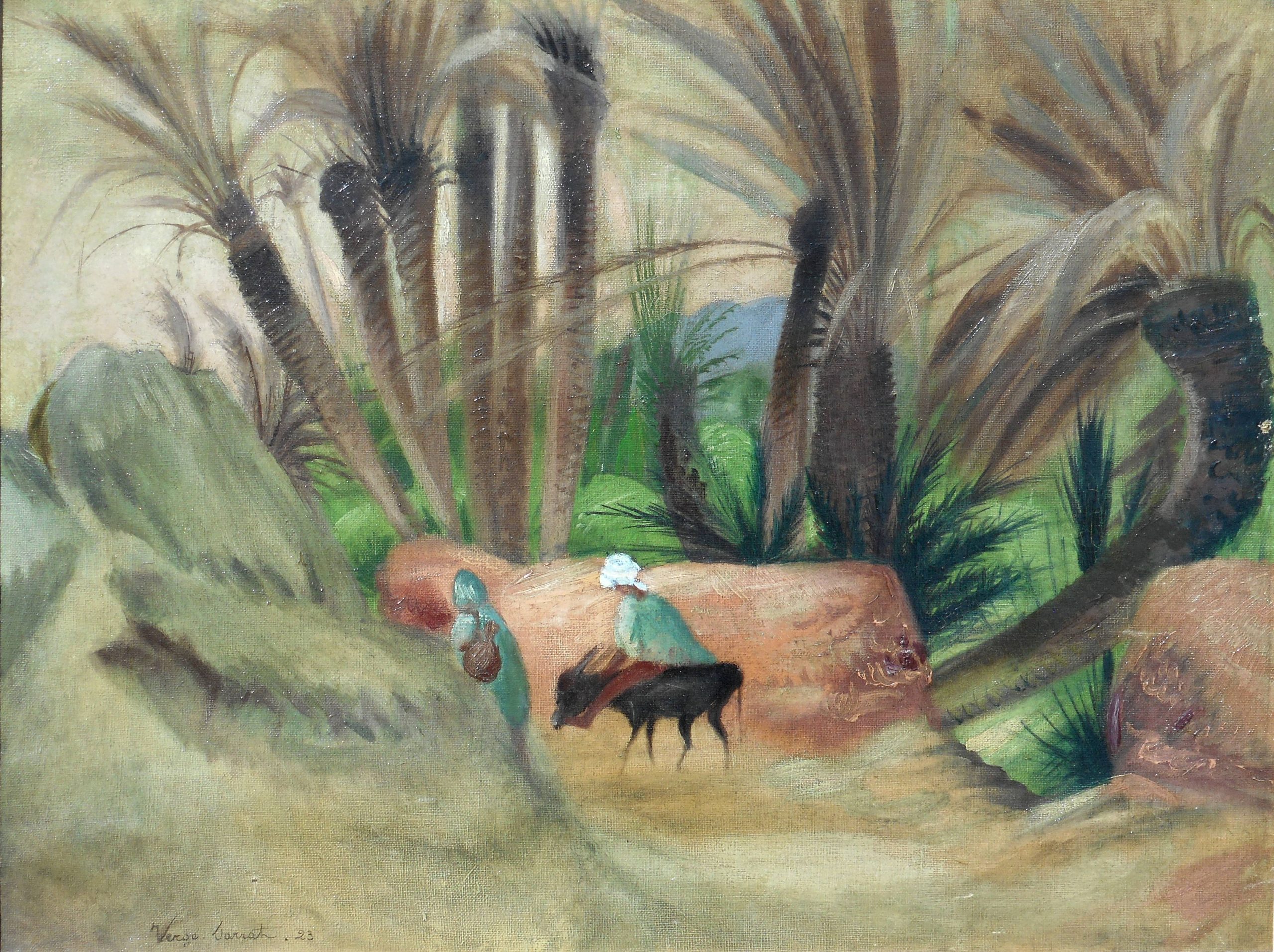 HENRI VERGE-SARRAT hst 46 x 61 cm 1923 les jardins de GAFSA - TUNISIE
