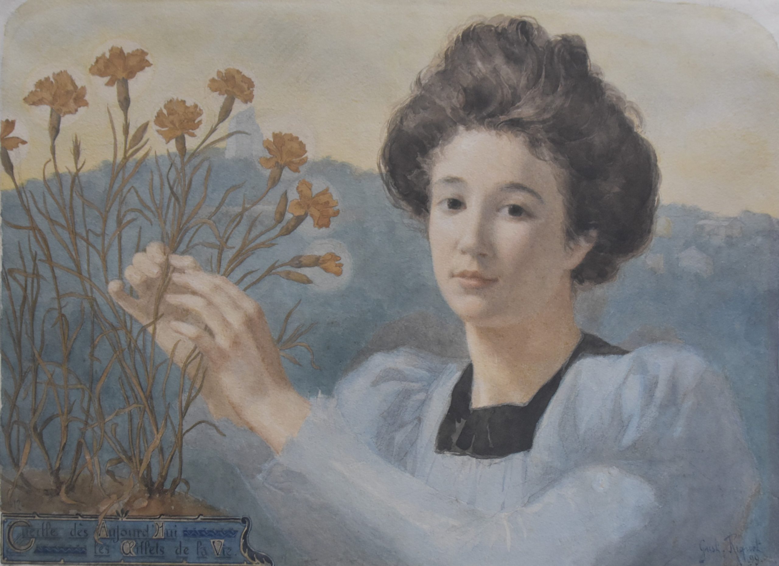 Gustave Riquet jeune femme aux fleurs 1