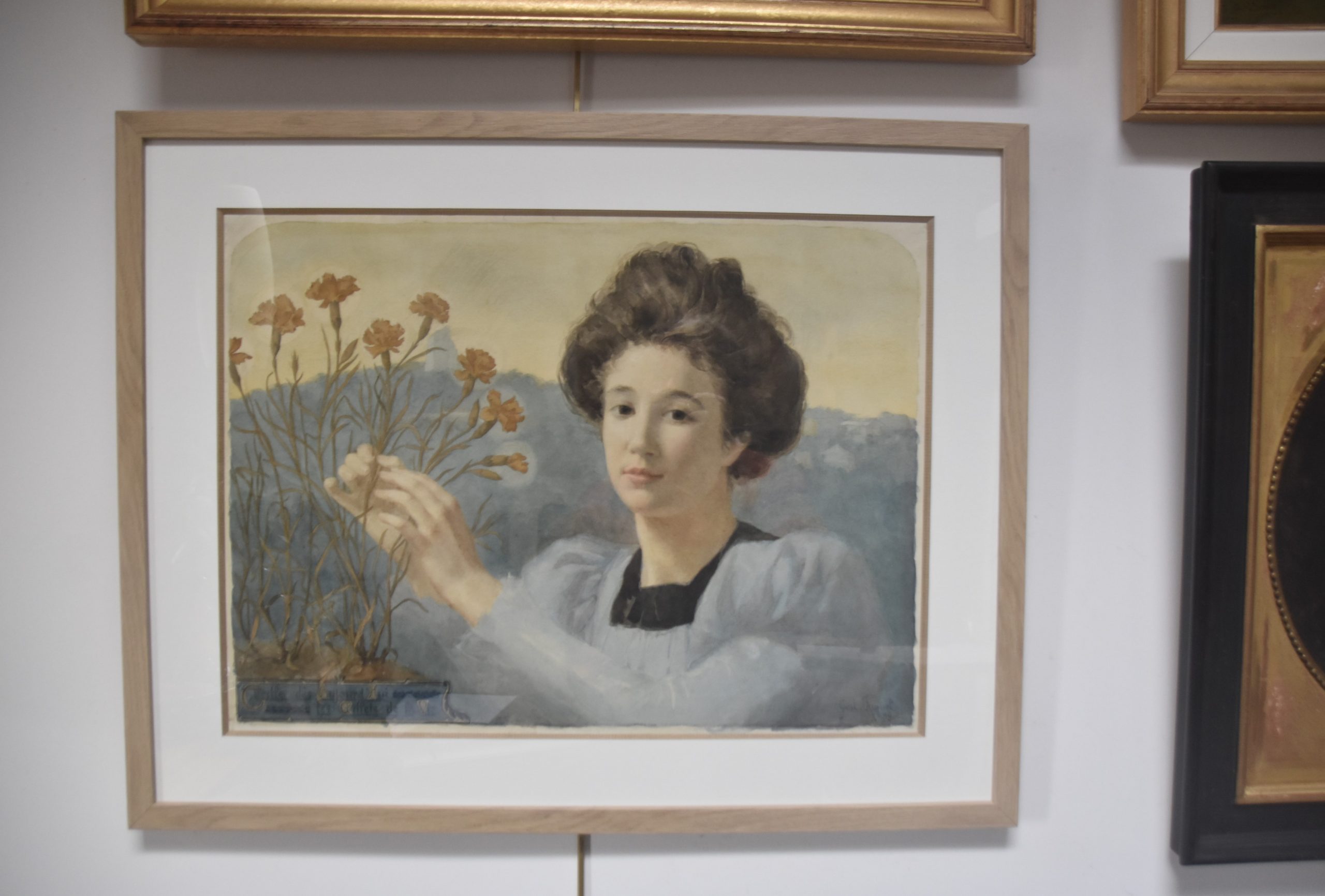 Gustave Riquet jeune femme aux fleurs encadré 4