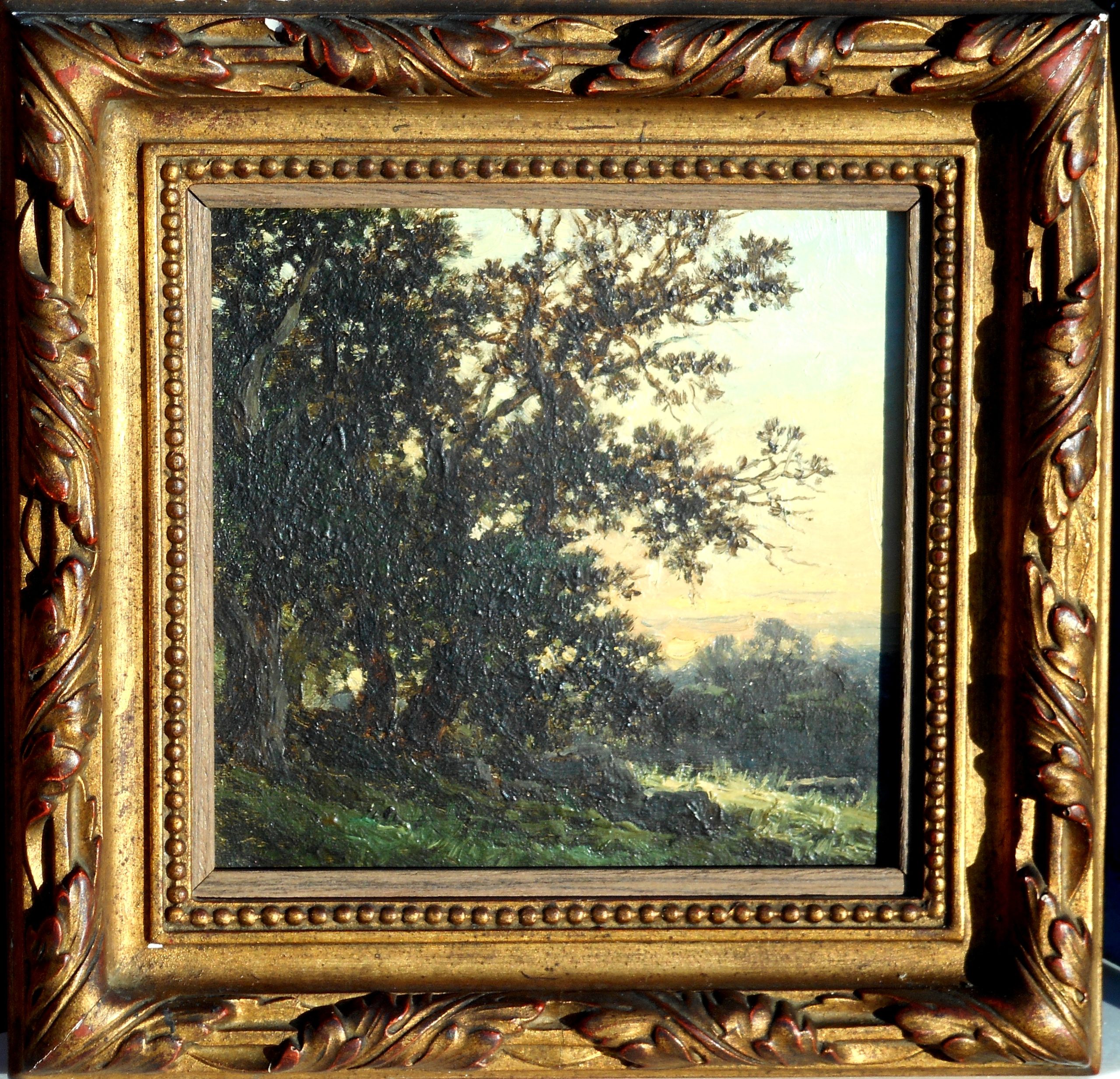 LOUIS LEON DESJARDINS hsc 14x16cm le chataignier effet du soir