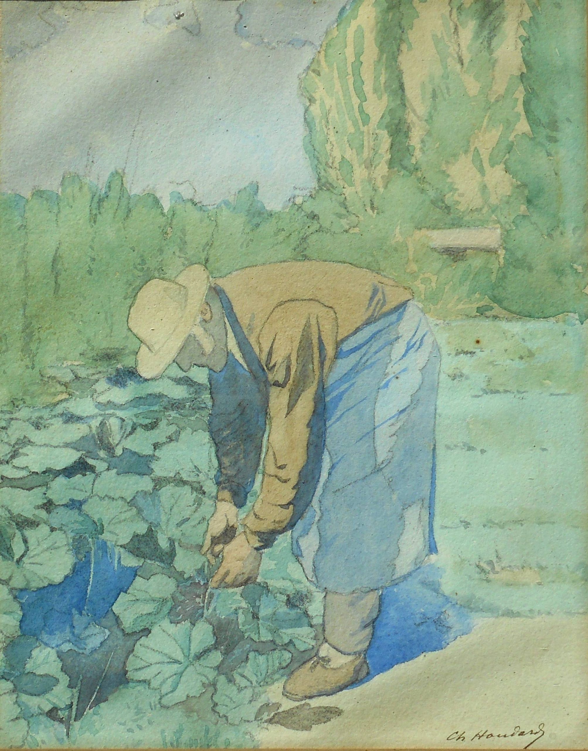 CHARLES HOUDARD aquarelle 27 x 21 cm à vue