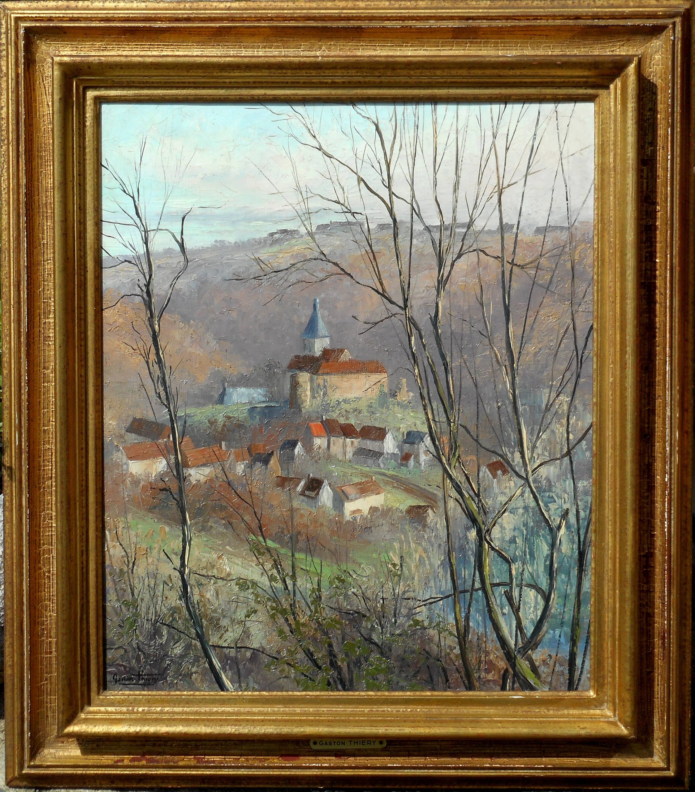 GASTON THIERY hst 55 x 46 cm - 72 x 63 cm enc - GARGILESSE ap midi de mars