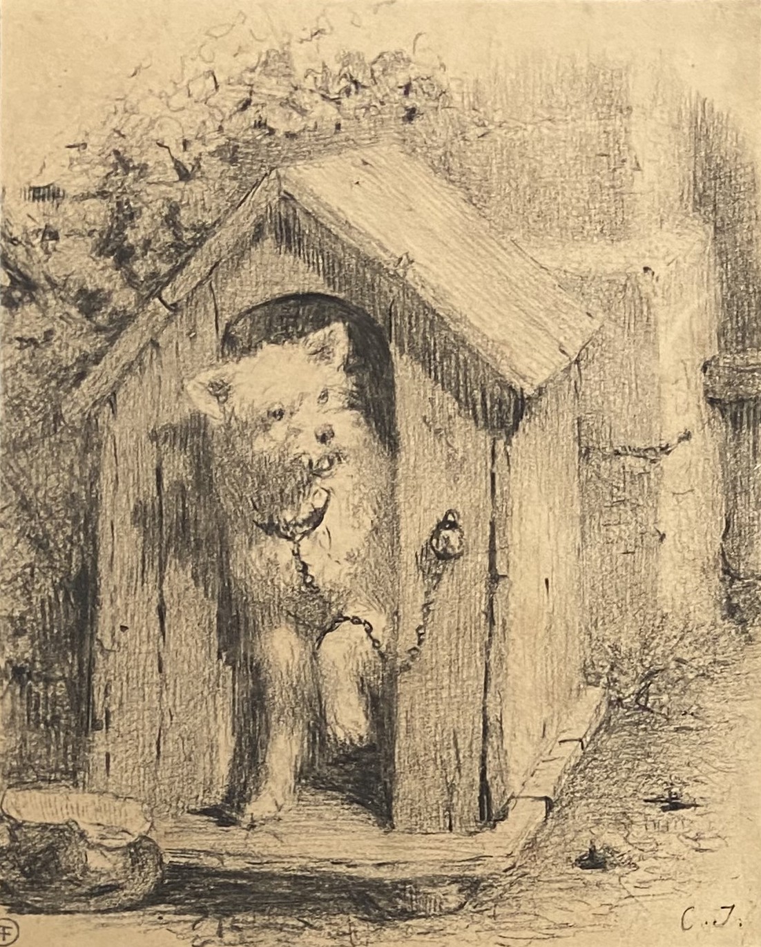 Charles Jacque Chien à la niche 1