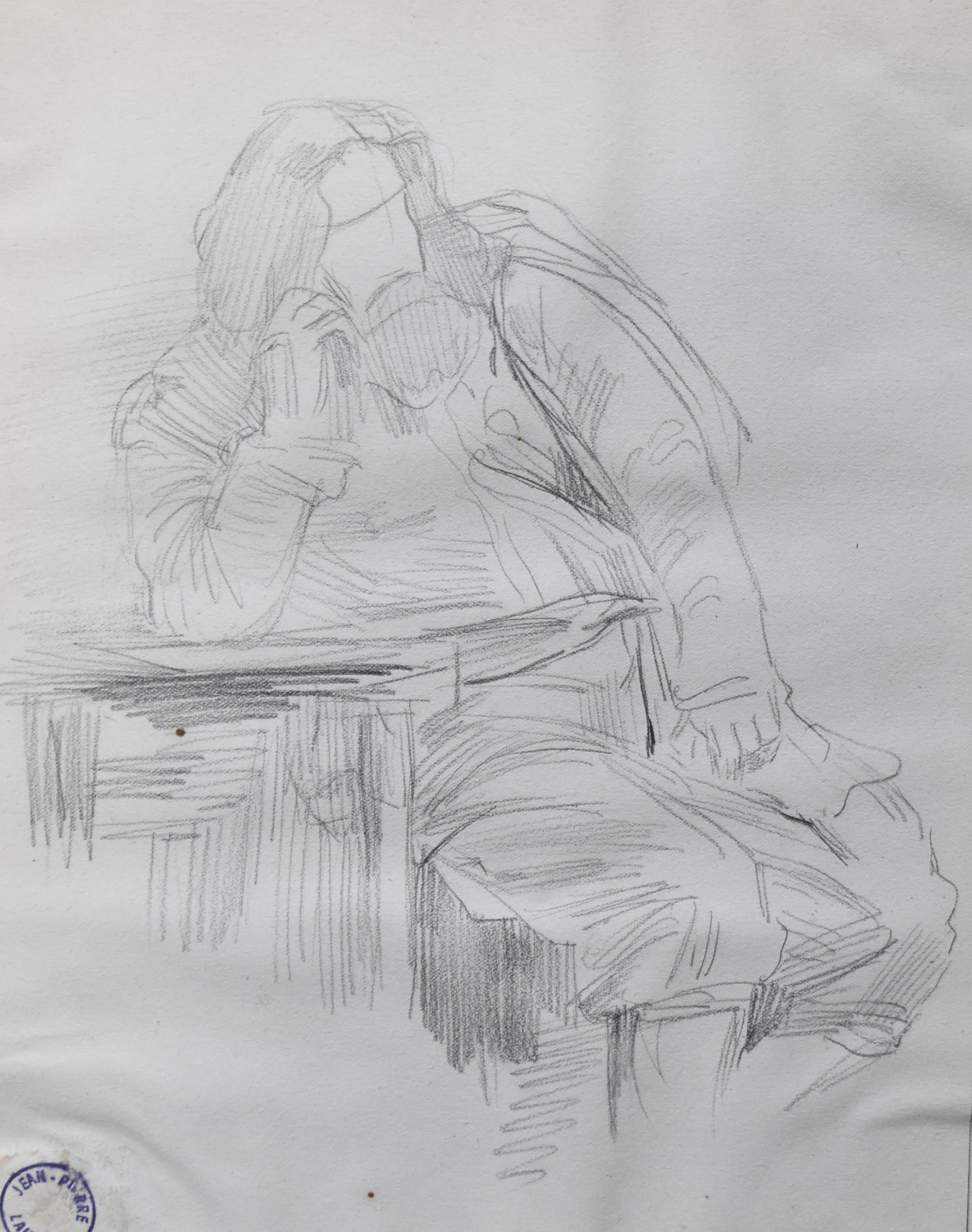 J P Laurens Moine Homme barbu assis 1
