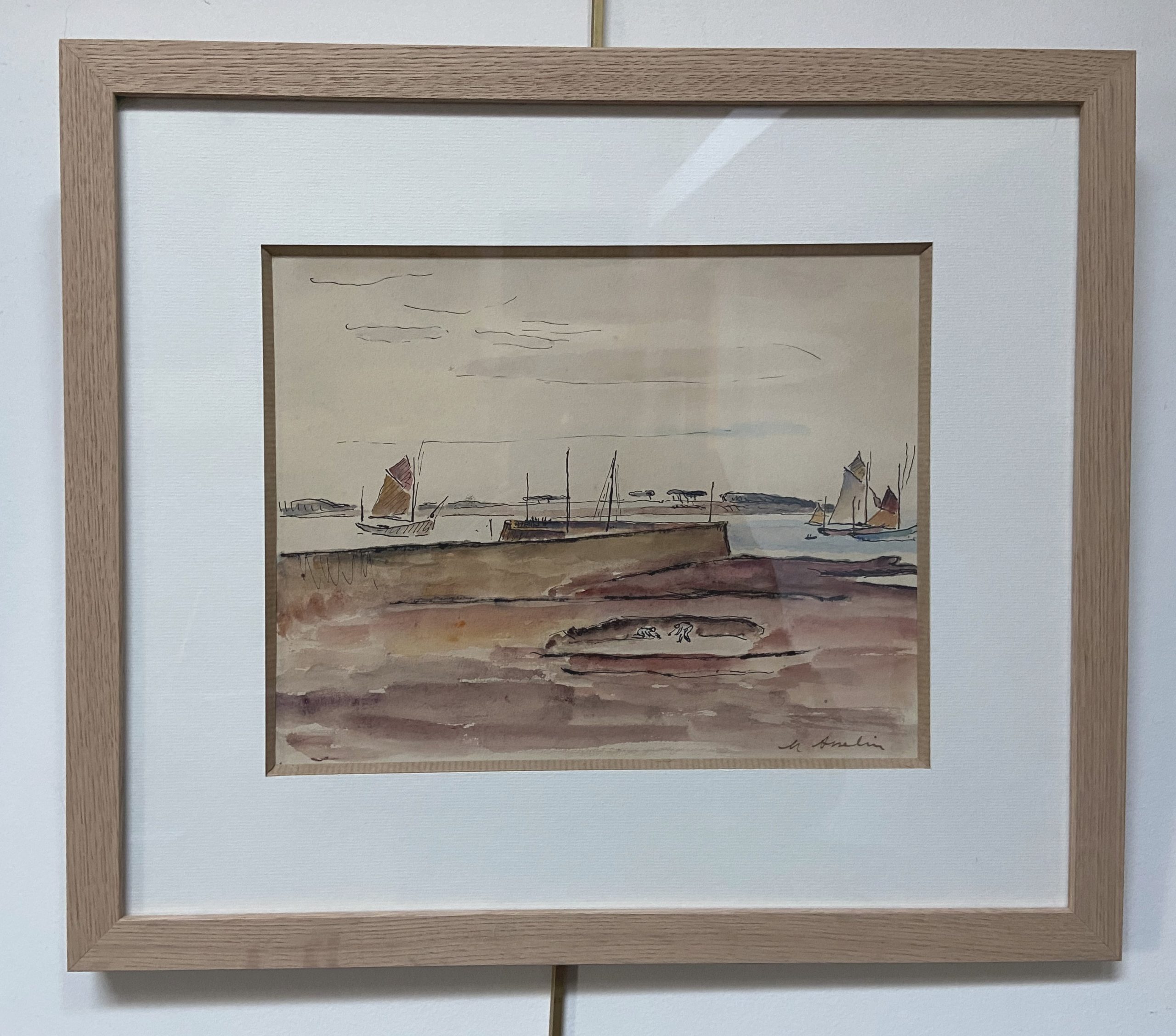 Maurice Asselin Bord de mer encadré