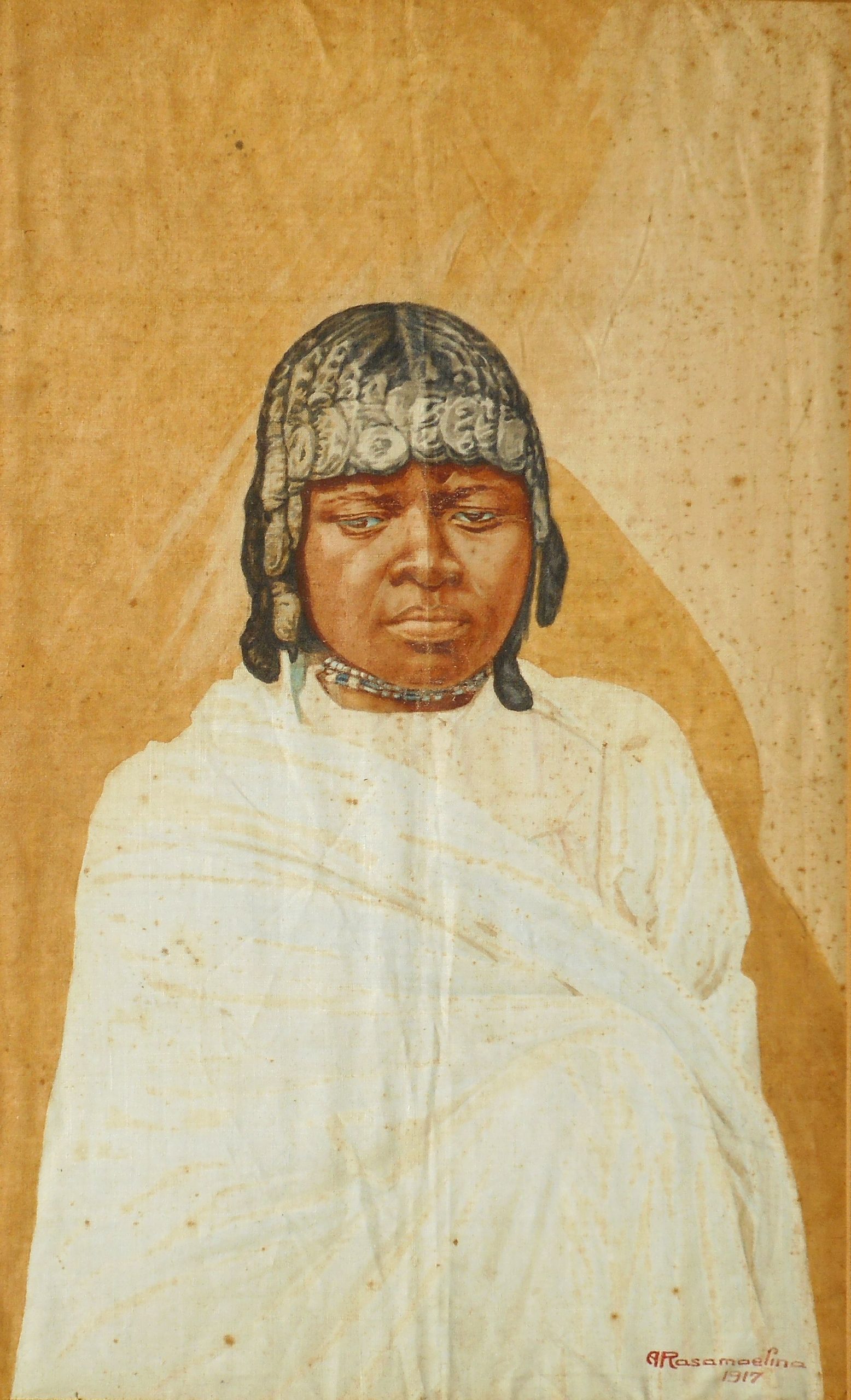 A.RASAMAELINA aq sur coton soga 39x24cm 1917