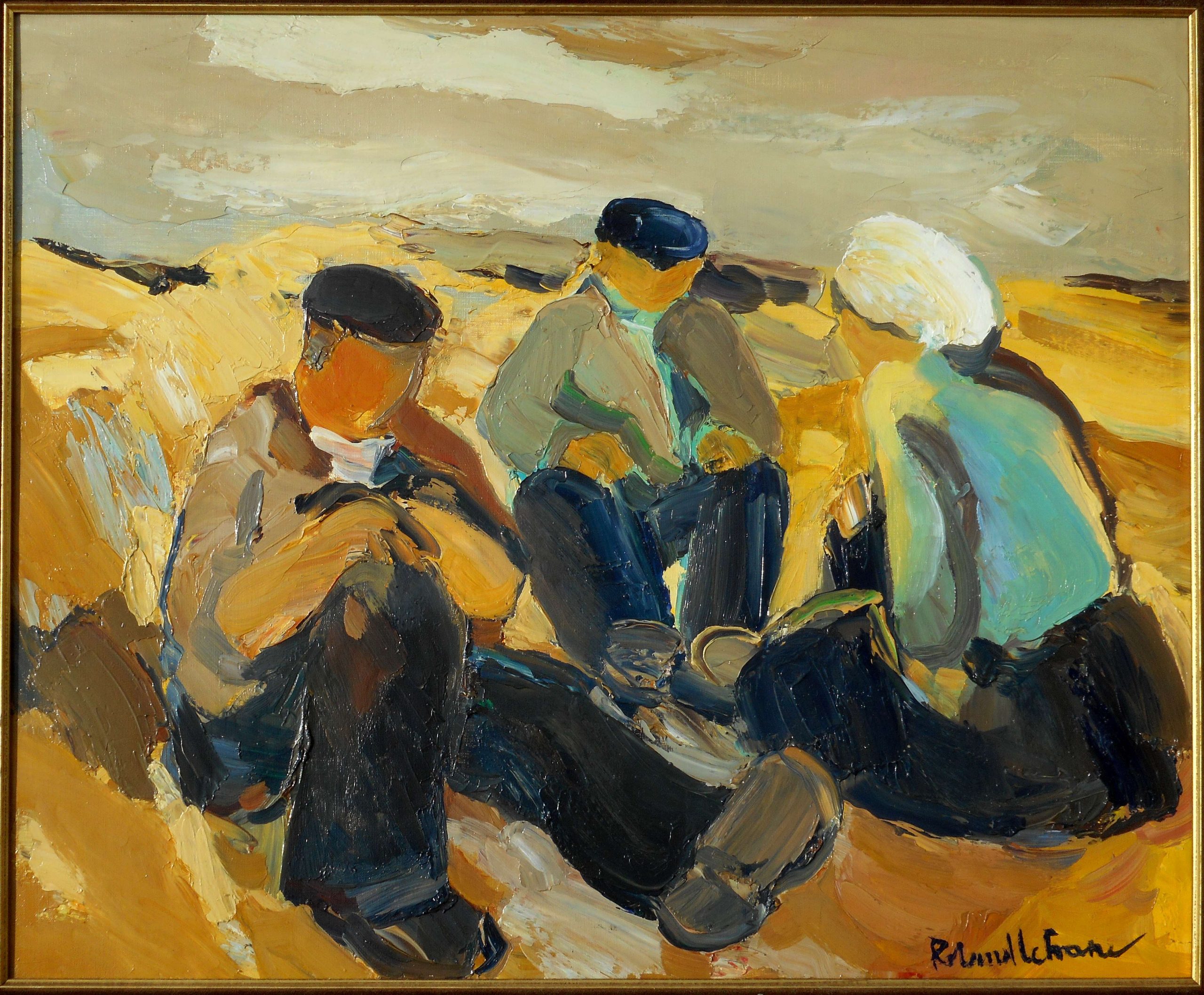 ROLAND LEFRANC hst 60 x 73 cm au bout du champ 1979