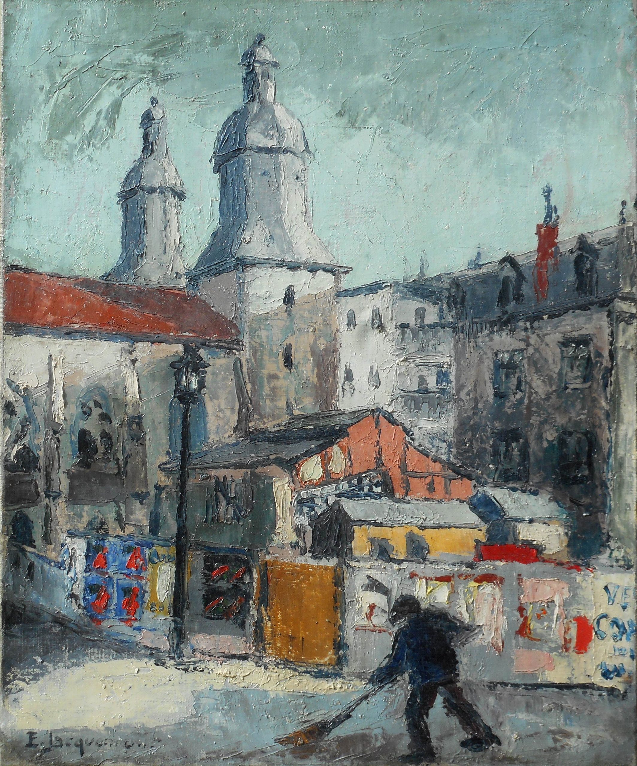 Edmond JACQUEMENT hst 46 x 38 cm LIMOGES chapelle St Aurélien - ancienne porte du vieux lycée GAY LUSSAC