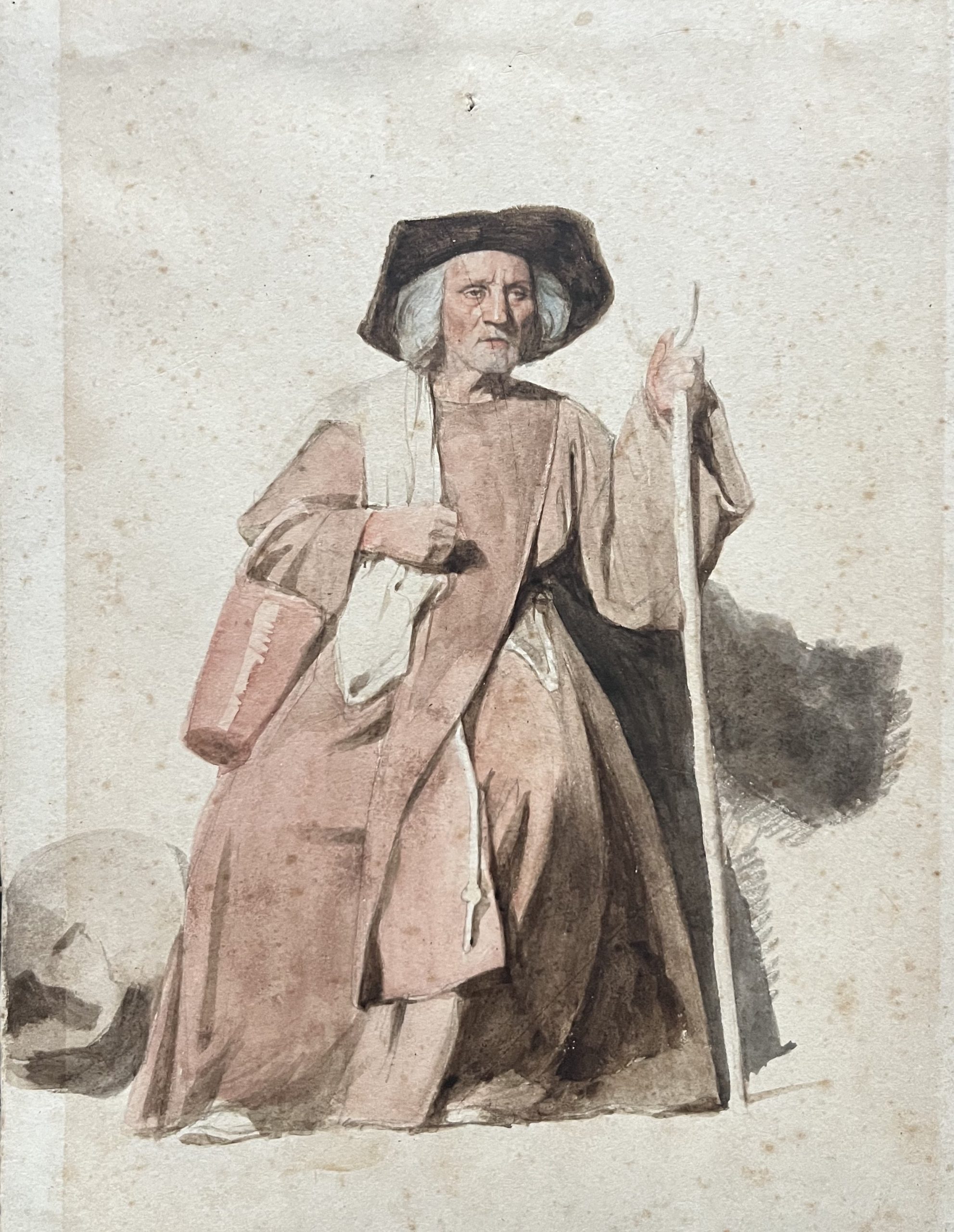 Ecole française XIX° Vieil homme assis 3
