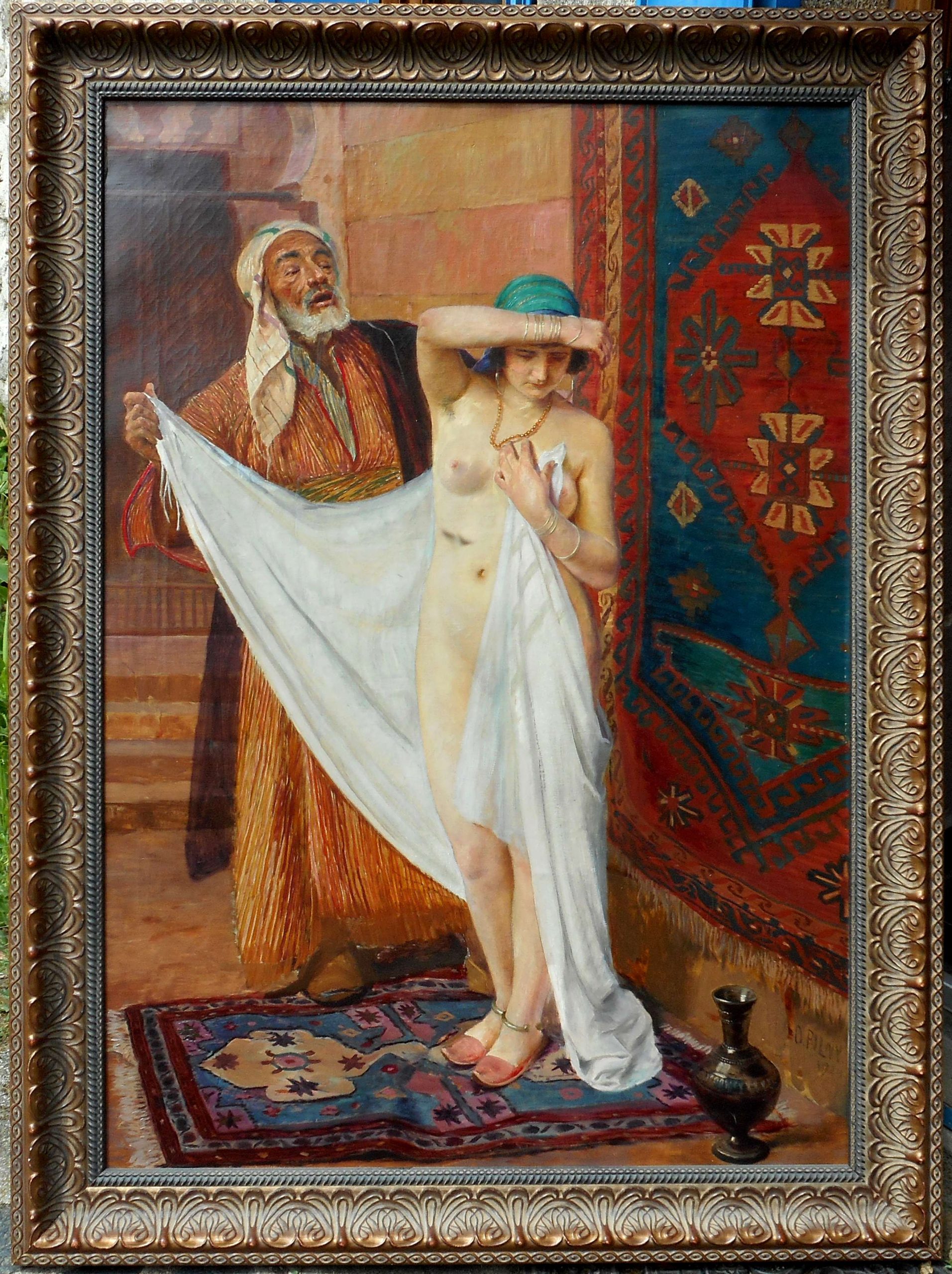 OTTO PILNY hst 115x 81 cm (132 x 97 cm encadrée) 1924 - restaurée -présentation d 'escave