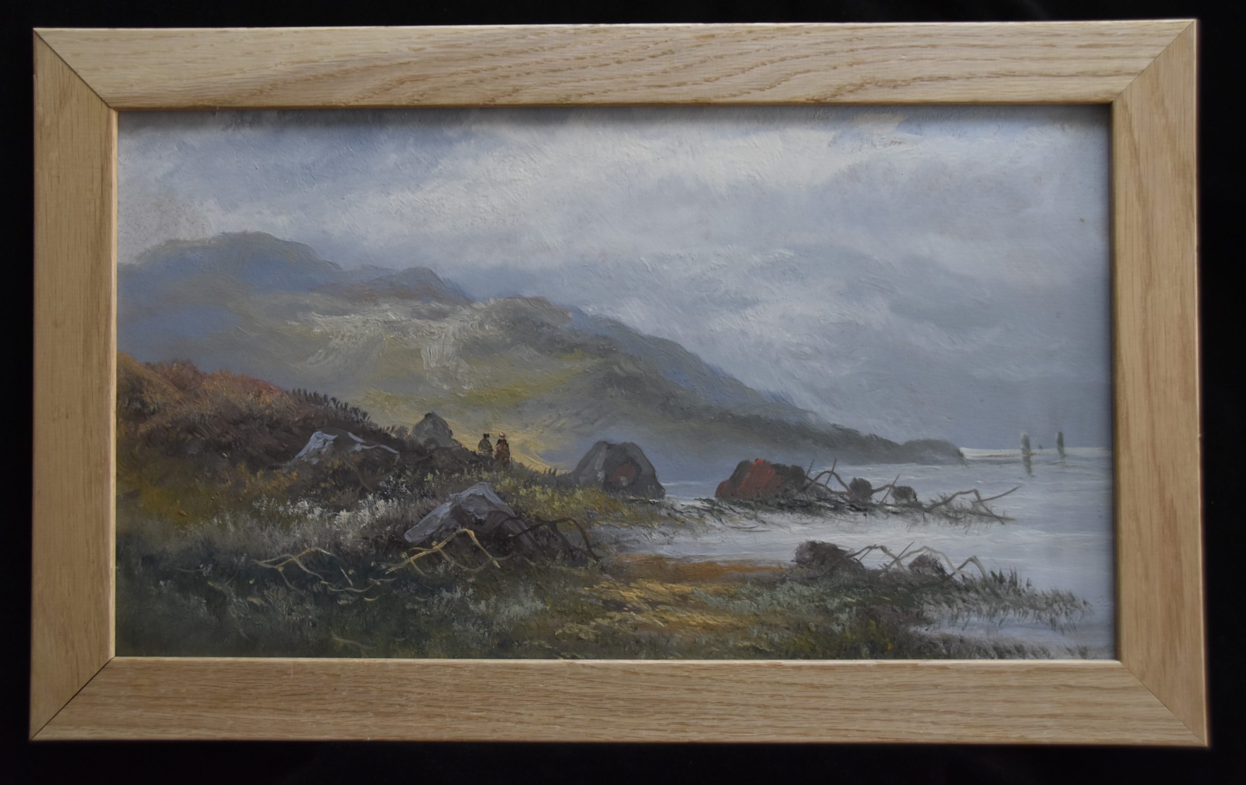 Bord de mer huile sur papier encadré 1