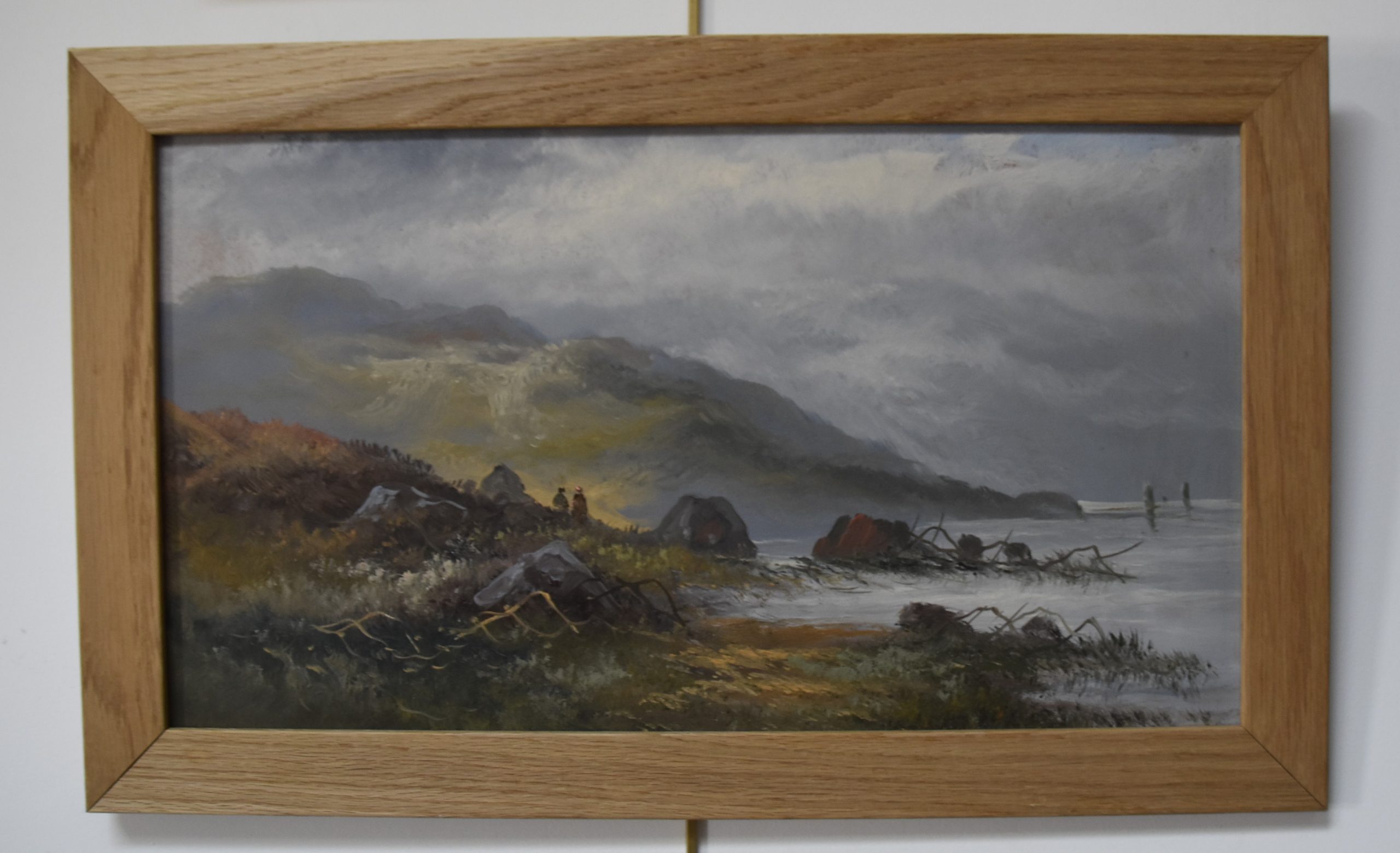 Bord de mer huile sur papier encadré 3