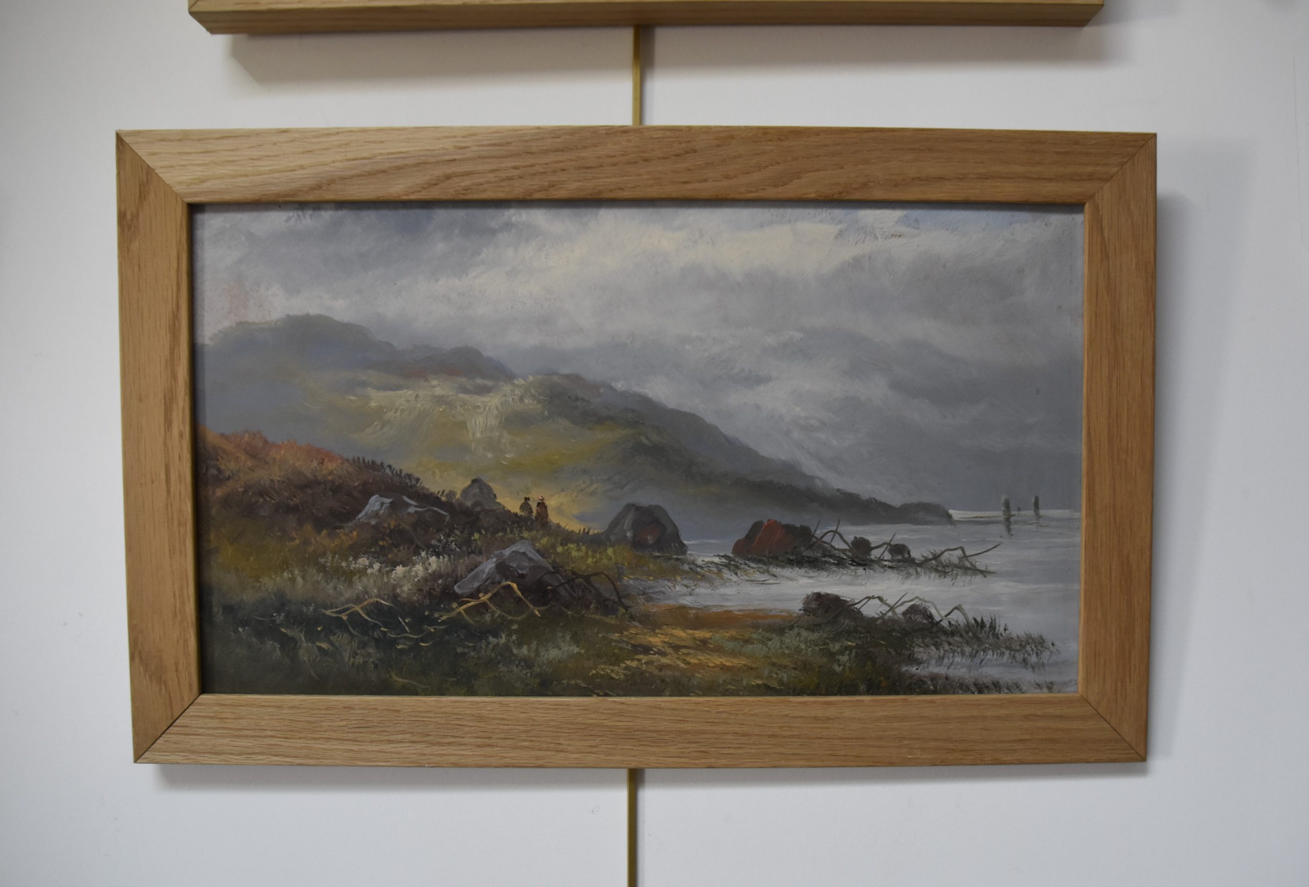 Bord de mer huile sur papier encadré 4