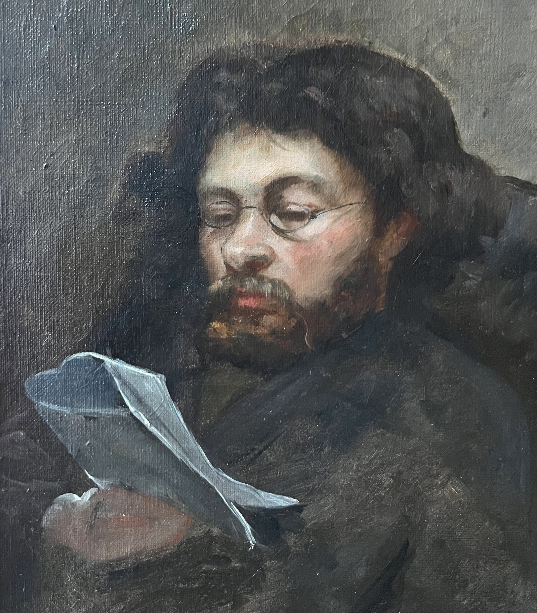 Ecole française XIX° Homme lisant 4