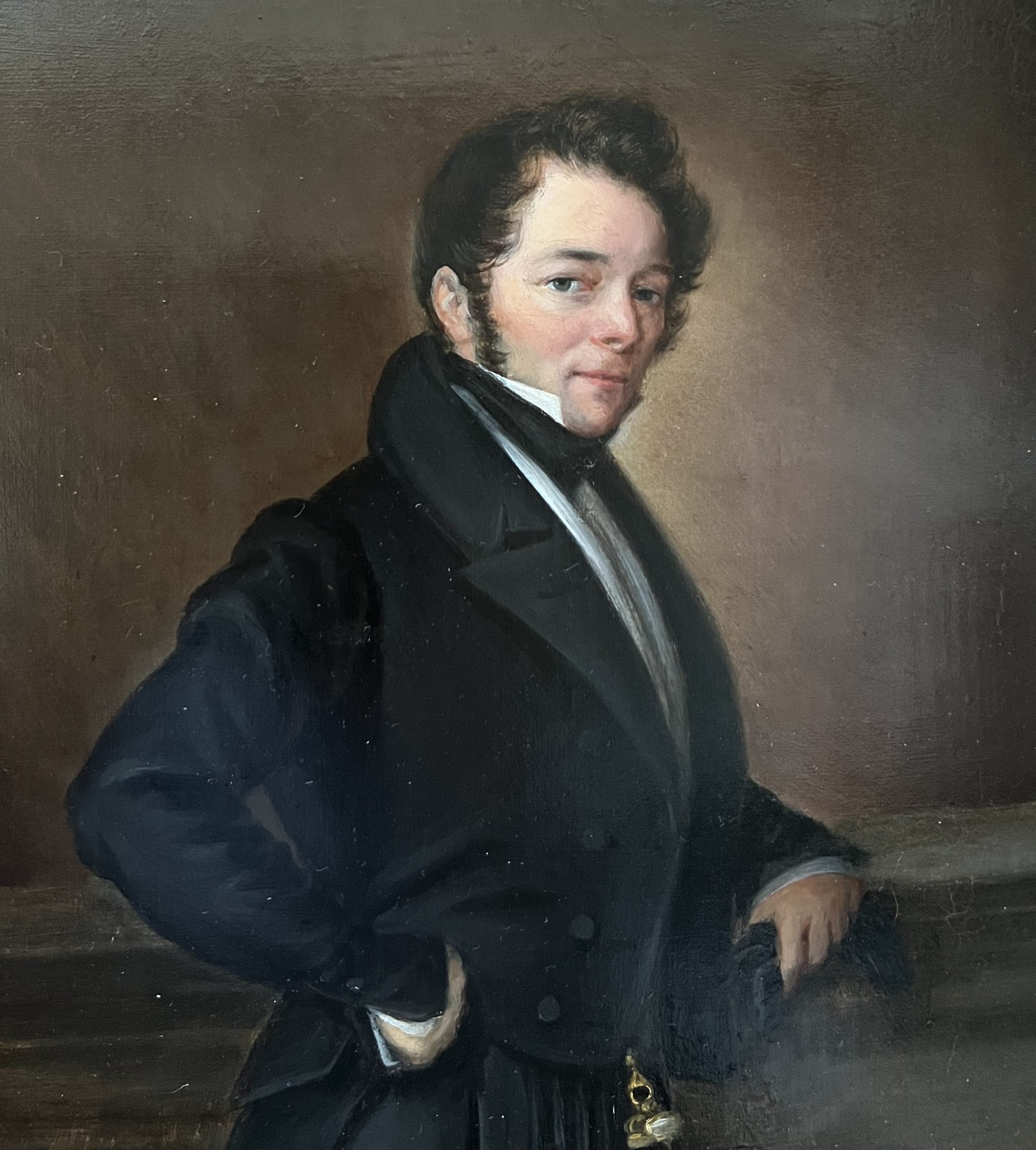 Ecole française XIX° Portrait d'homme huile sur panneau 5 1