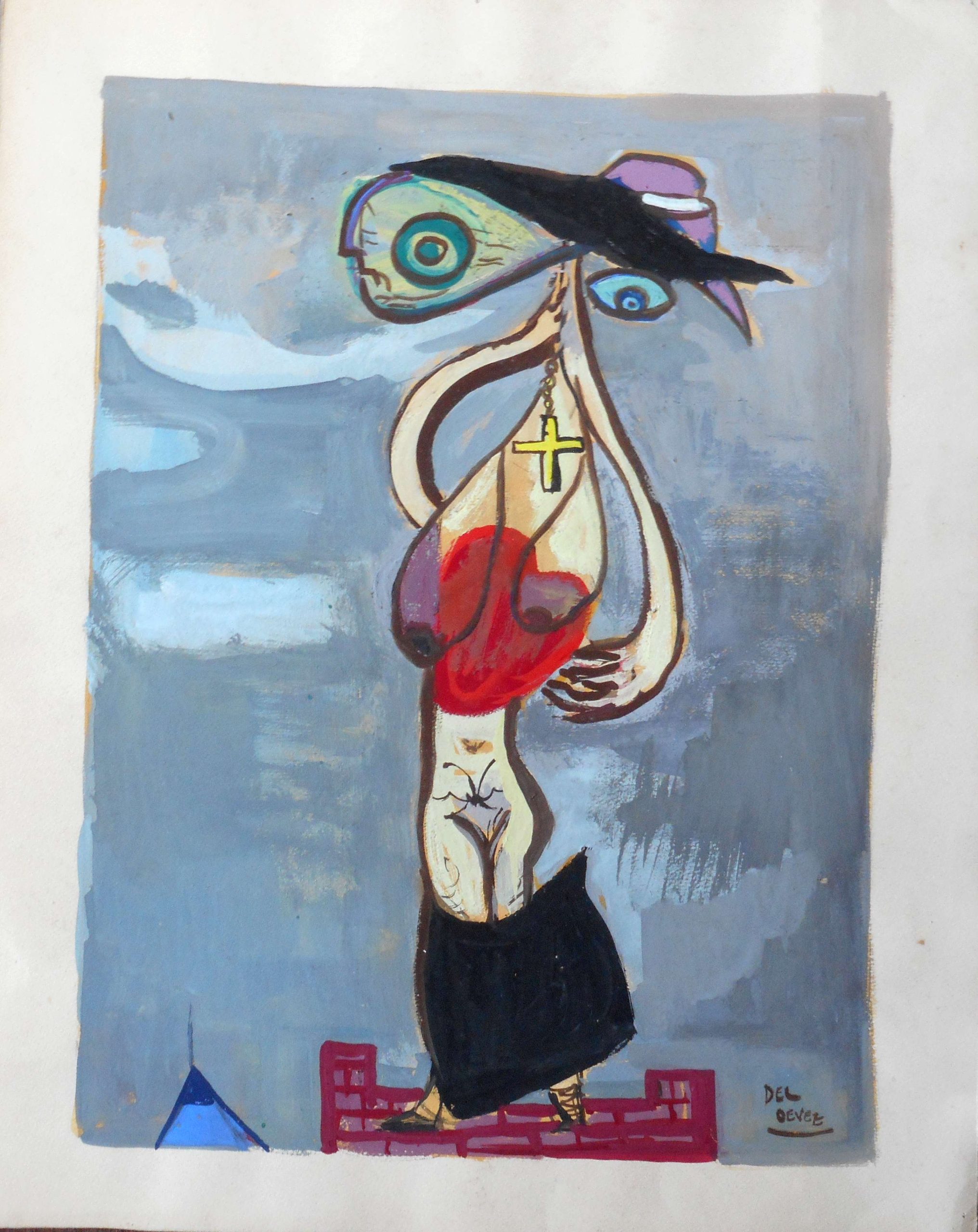 jean deldevez gouache 35 x 25 cm sur papier 40,5 x 32,5 cm