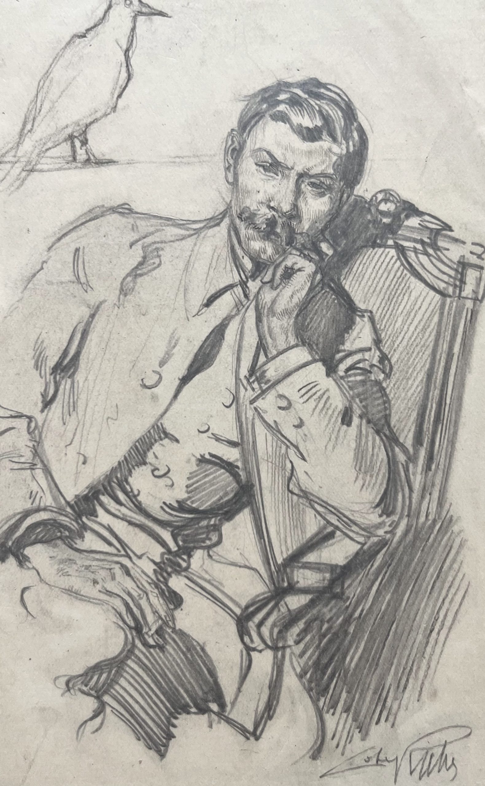 Alméry Lobel-Riche (1877-1950) Portrait d’homme, dessin signé