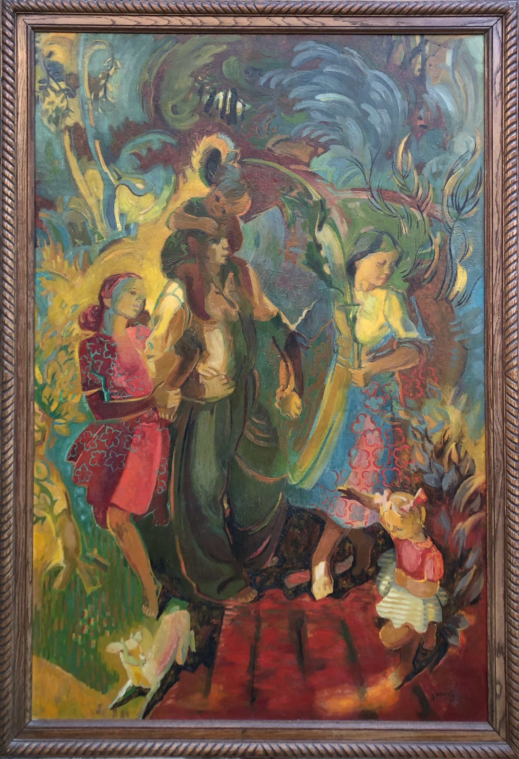 Portrait de famille d’ouvriers – Georges Manillier – Signé et daté 1947