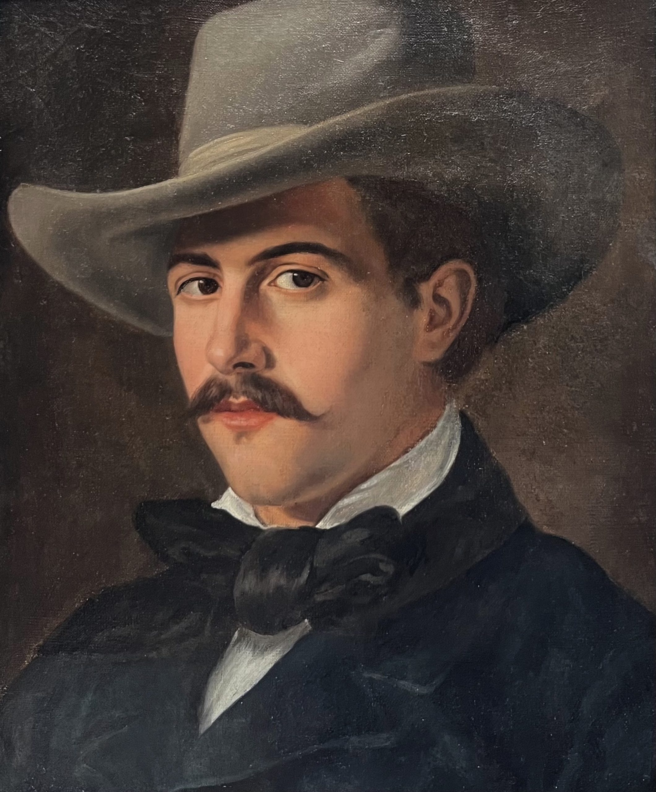 École française du XIXe siècle Portrait d’un jeune homme au chapeau, probablement Alfred Westphal Huile sur toile,