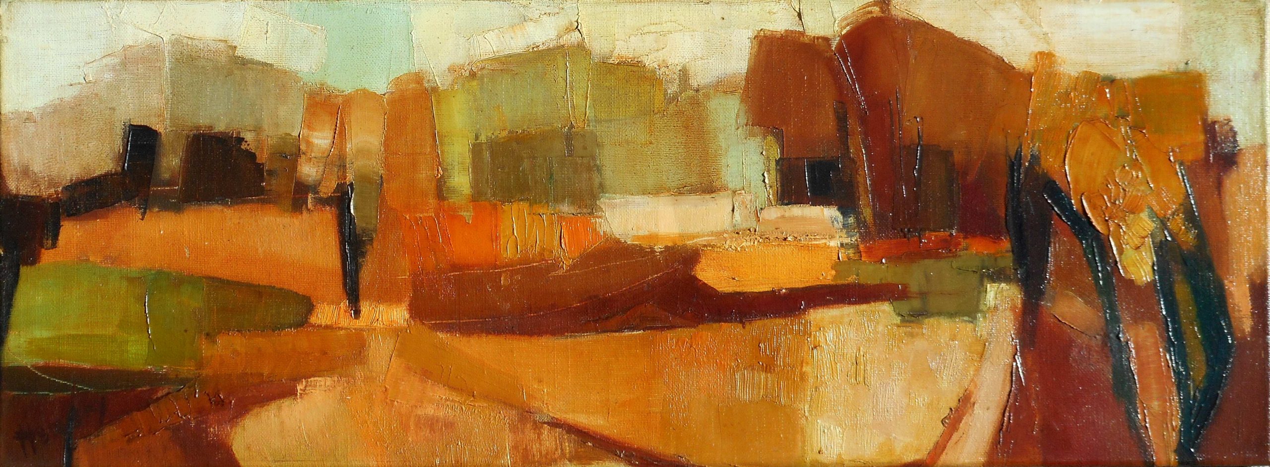 Paul HEMERY (1921/2006) ecole de ROUBAIX – HST 30 x 80 cm – automne 1958